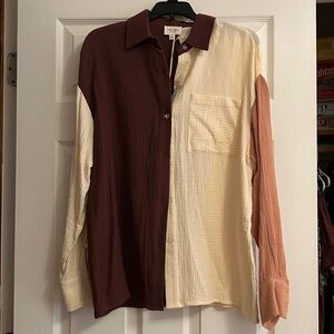 Two-Tone Button-Up Shirt